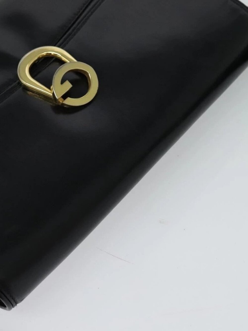 GUCCI Shoulder Bag Leather Black Gold Auth ep8582 - Picture 6 of 16